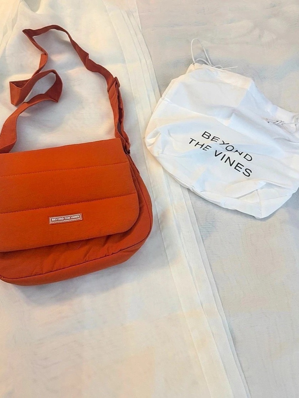 Beyond The Vines Pocket Poofy Bag in Orange NWT